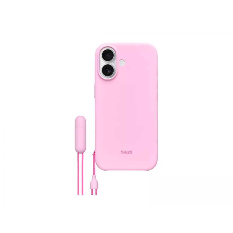 Capa com suporte para iPhone 17 Apple Beats com MagSafe e controlo de câmara, Pebble Pink, PC e microfibra