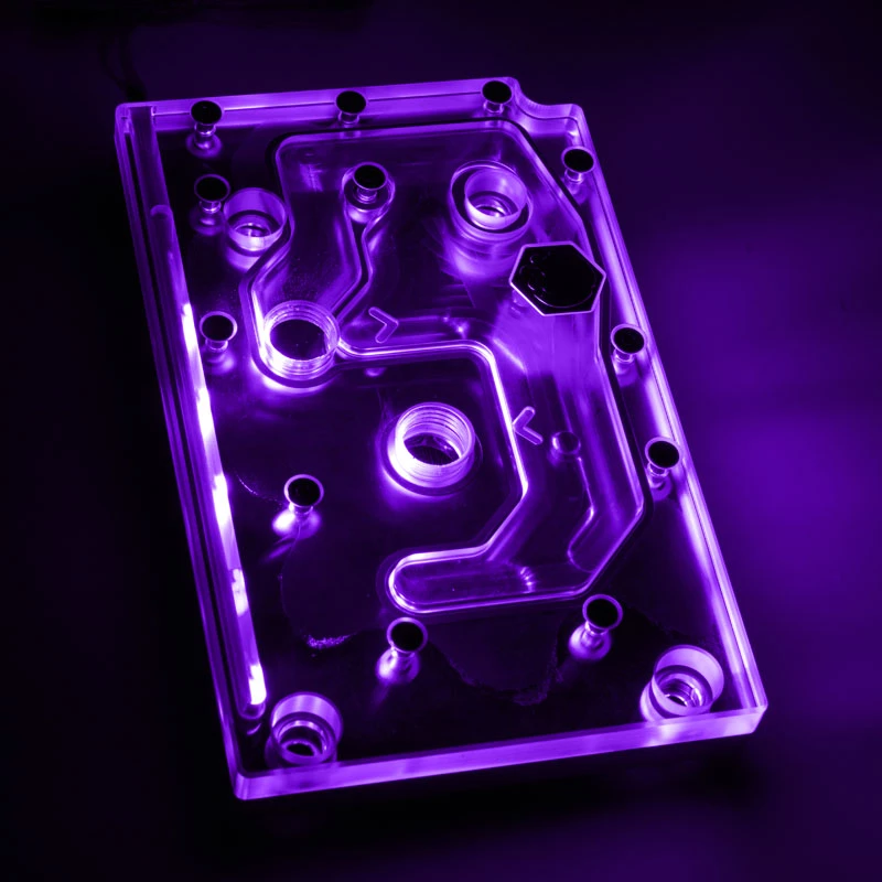 Bloco de água BitsPower Monoblock para ASRock X399M Taichi RGB, acrílico/cobre, niquelado, 90×142×29,1 mm
