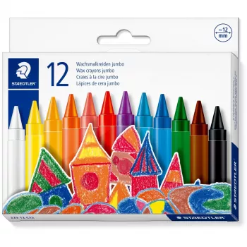 Lápis de cera Staedtler 229 12 C12 lápis de cera jumbo, pack de 12, cores sortidas