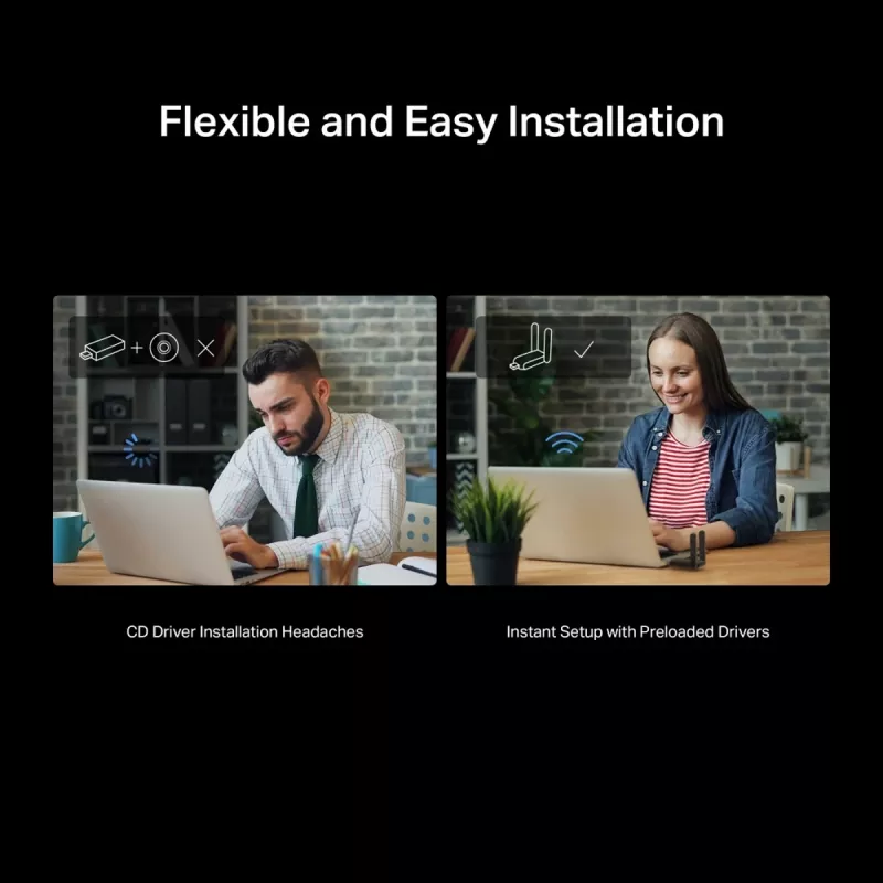 Adaptador USB sem fios MERCUSYS MA37BEH — High-Gain Wi-Fi 7 (BE6500) compatibilidade USB-C/USB-A