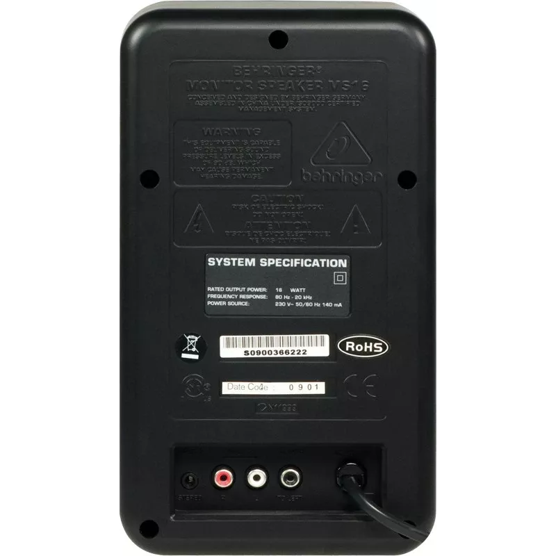 Behringer MS16 altifalantes 2 vias preto com fios 16 W