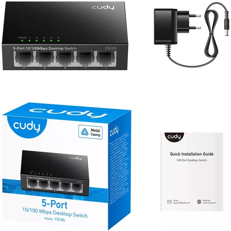 Switch não gerido Cudy FS105 5 portas Fast Ethernet 10/100 preto