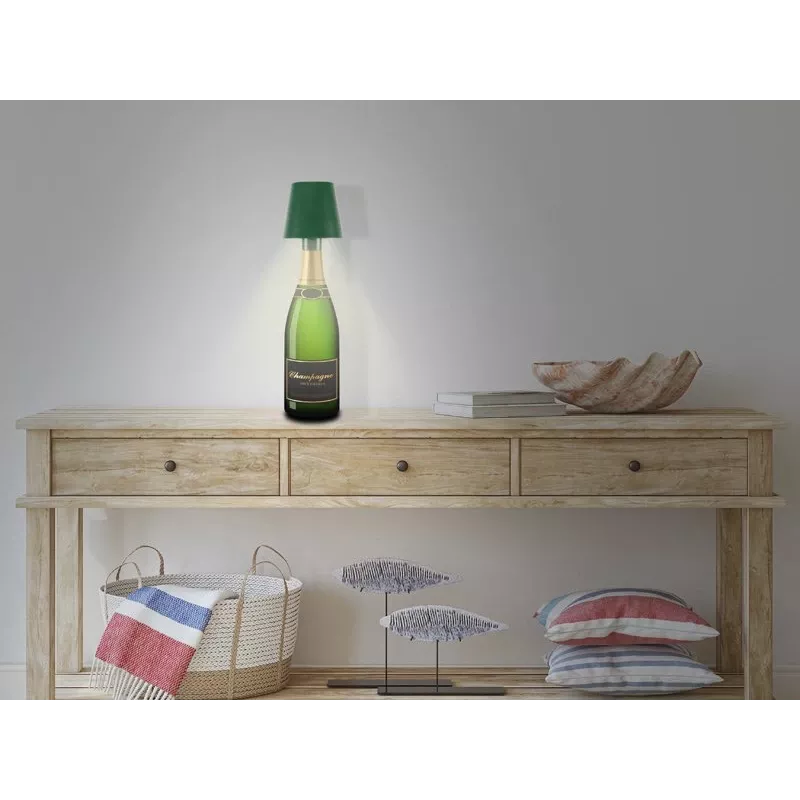 Beper P201UTP115 candeeiro de mesa LED recarregável, 1,5 W, interruptor tátil, regulável, adaptador para garrafa de 33 mm, resistente à água, verde