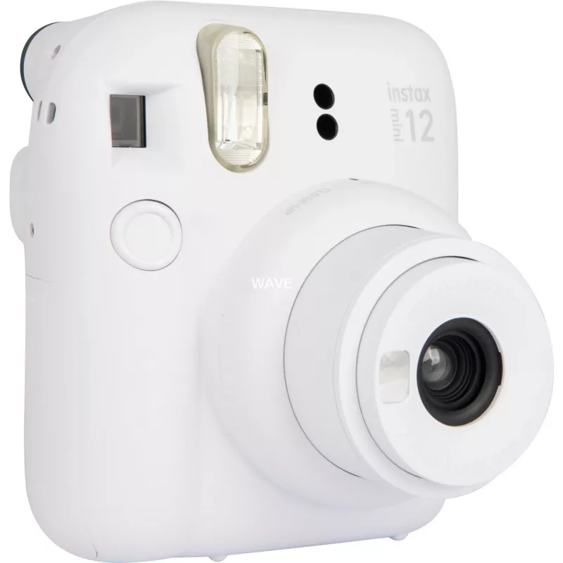 Máquina fotográfica instantânea Fujifilm Instax Mini 12 branca — impressões 86×54 mm, distância focal 60 mm, pilha AA