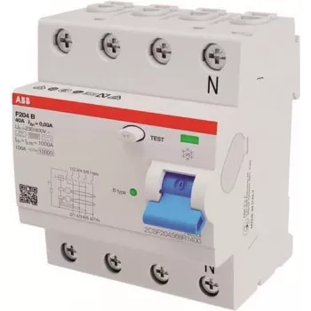 ABB Stotz S&J Interruptor diferencial tipo B 4P 40A, 30mA, 3kA, 4TE F204B-40/0,03-4TE (2CSF204568R1400)