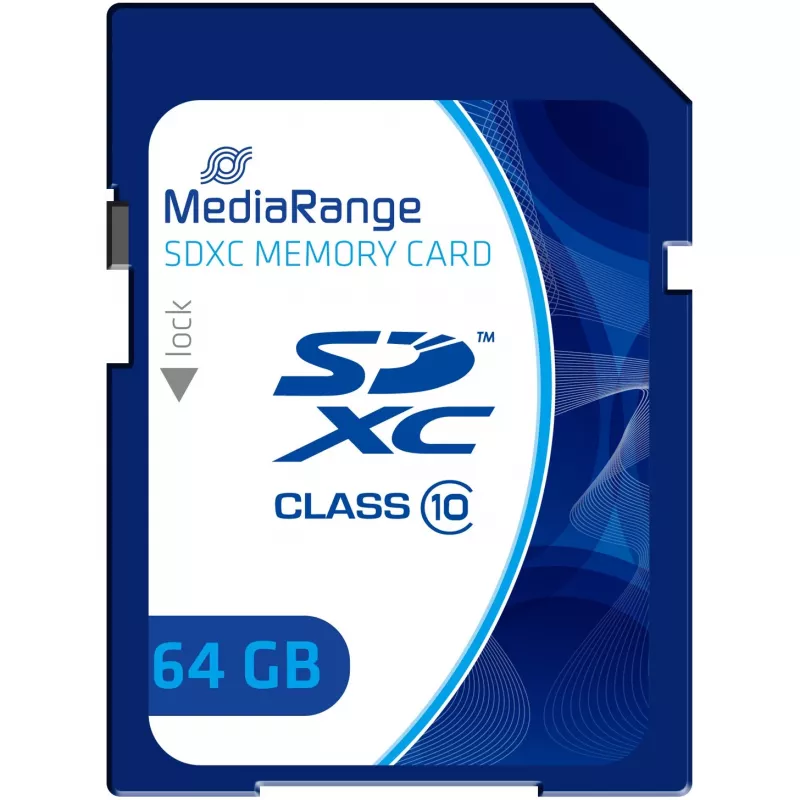 MediaRange - Cartão de memória flash - 64GB - Class 10 - SDXC - Azul (MR965)