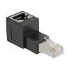 Adaptador DeLOCK ficha RJ45 para conector fêmea RJ45 Cat.6A angular 90° (para cima) preto