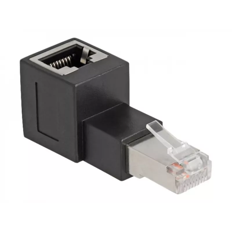Adaptador DeLOCK ficha RJ45 para conector fêmea RJ45 Cat.6A angular 90° (para cima) preto