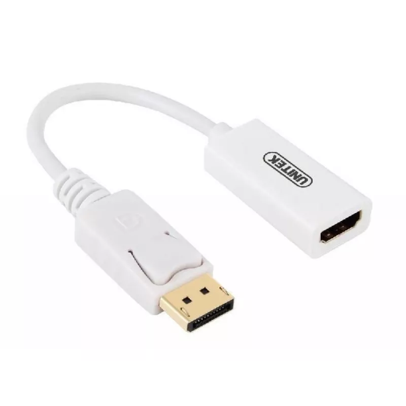 UNITEK Y-6332 adaptador de DisplayPort para HDMI 4K, M/F, 0,2 m, branco