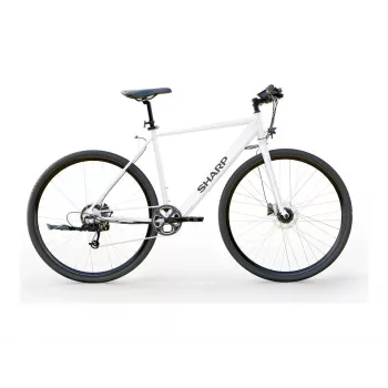 Bicicleta elétrica Sharp Gravel 250W Motor App 70km Branco brilhante