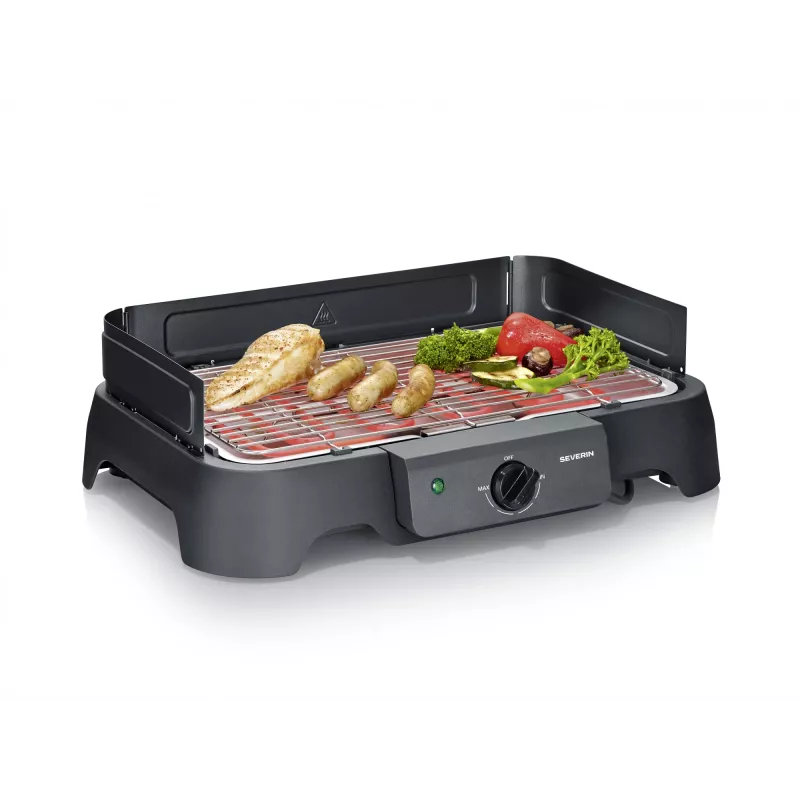 Grelhador elétrico de mesa SEVERIN PG 8593, 2000 W, grelha retangular, preto
