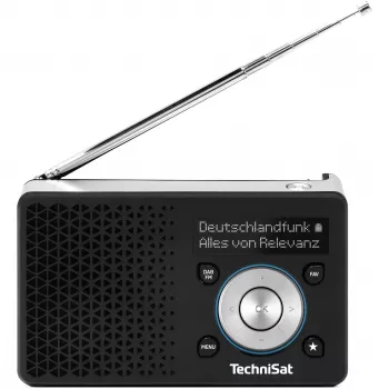 Rádio portátil TECHNISAT DIGITRADIO 1 A — DAB+/FM, ecrã OLED, USB-C, auscultadores de 3,5 mm, 1 W, preto/prateado