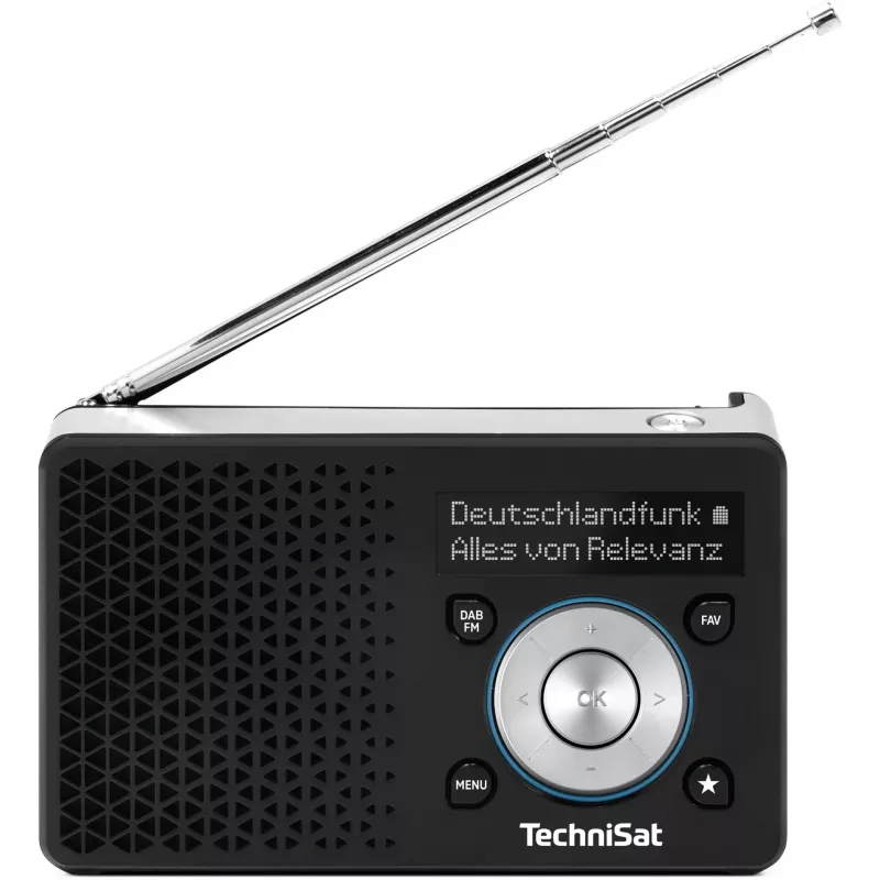 TechniSat DigitRadio 1 A 0100/4997 rádio digital, DAB+/FM, RDS, 40 estações memorizáveis, função de aviso ASA, preto/prateado