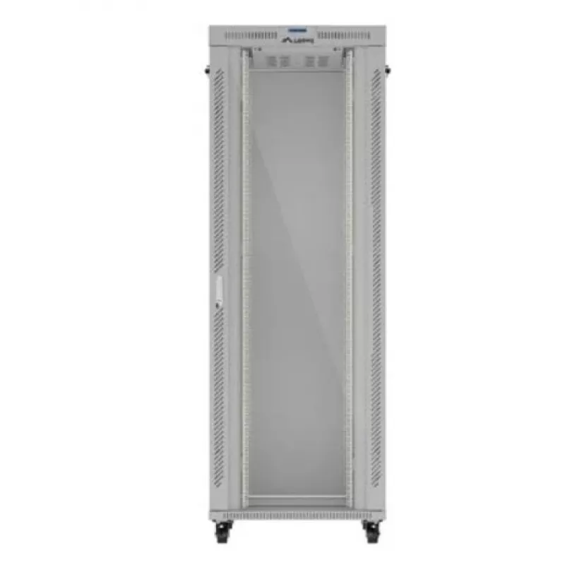 Armário rack LANBERG FF01-8047-12SL 47U 800x1000 mm cinzento com portas frontal e traseira de vidro e espaço para painel LCD