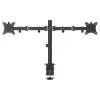 Suporte de secretária para monitor SAVIO UM-03 preto, braço duplo para monitor, VESA 100x100, suporta 17 polegadas–32 polegadas, altura/inclinação/rotação/giro