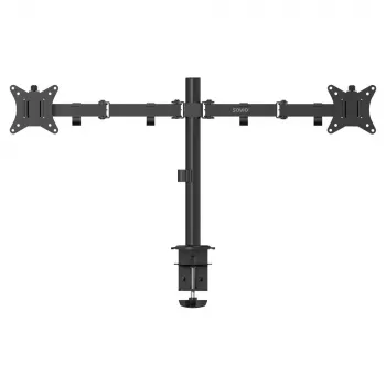 Suporte de secretária para monitor SAVIO UM-03 preto, braço duplo para monitor, VESA 100x100, suporta 17 polegadas–32 polegadas, altura/inclinação/rotação/giro