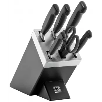 Conjunto de facas e bloco ZWILLING 35145-007-0 – 7 peças com faca de chef, faca de descascar, faca de pão, tesoura de cozinha, bloco preto