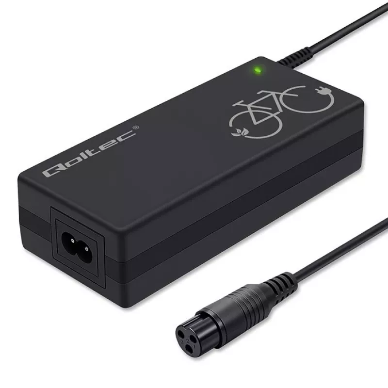 Carregador de bateria QOLTEC para bicicleta elétrica 36V 42V 2A 3P GX16