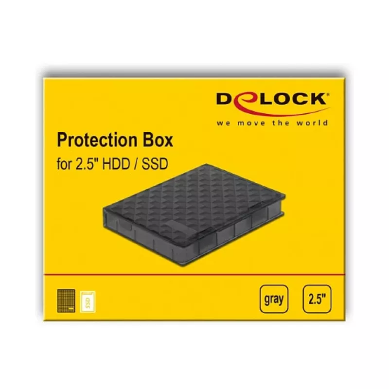 Delock Protection Box - caixa de proteção para disco rígido - capacidade: 1 disco (2,5) - cinzento (18368)