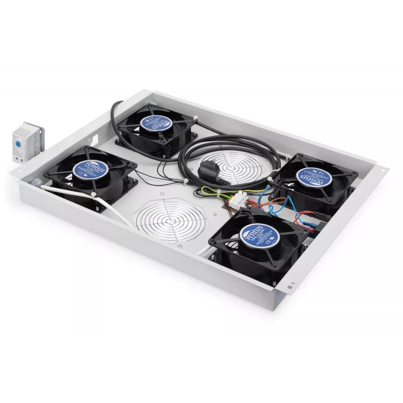 Digitus DN-19 FAN-4-SRV unidade de ventilação de teto para bastidores, 4 ventoinhas, cinzenta