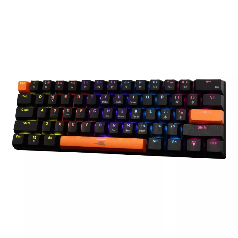 Teclado mecânico Baracuda Dolphin preto layout US com switches azuis