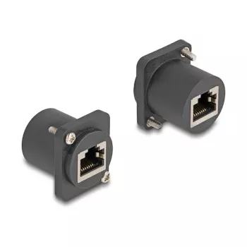 Módulo tipo D Delock RJ45 conector fêmea para conector fêmea com parafusos preto (88106)