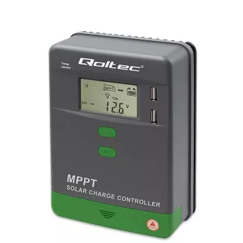 Controlador de carga solar MPPT QOLTEC 10A para sistemas de 12V/24V com ecrã LCD