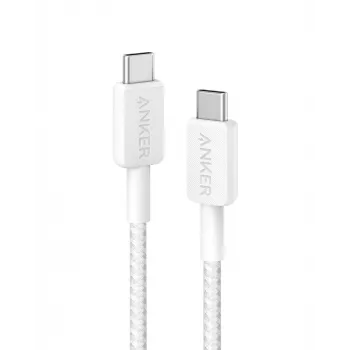 Cabo USB-C para USB-C Anker Innovations 322 nylon 0,9M 60W branco - cabo - digital/dados (A81F5G21)