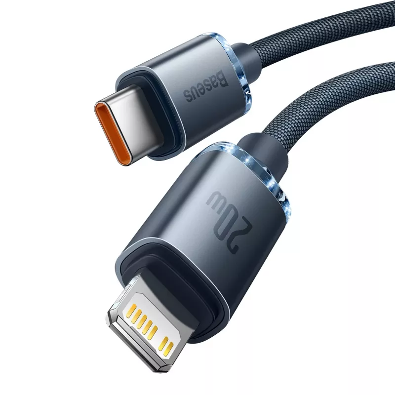 Baseus Crystal Shine CAJY000301 Cabo USB-C para Lightning, 20 W PD, 2 m, Preto