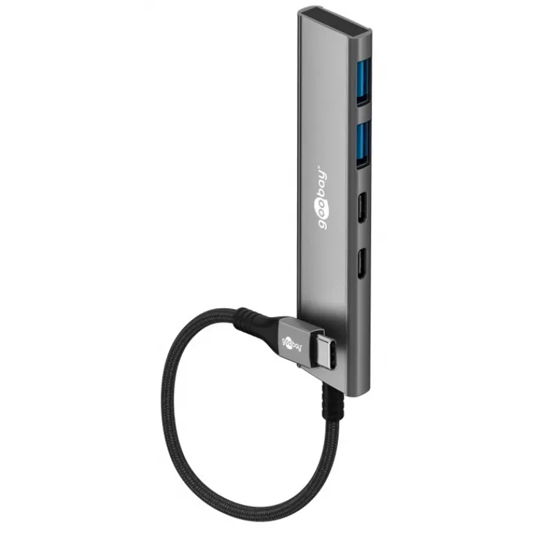 Goobay hub USB slim de 4 portas USB-C macho/USB-A 5 Gbit/s - ficha USB 3.2 (76563)