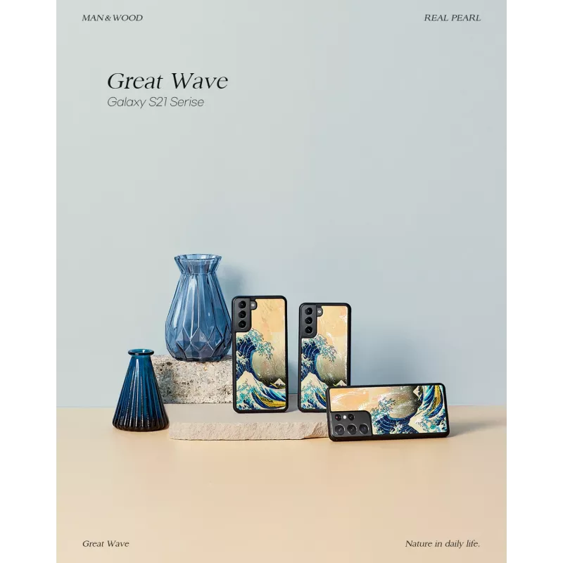 Capa para smartphone iKins para Samsung Galaxy S21+ — capa traseira de proteção 'great wave'