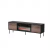 Móvel de TV cama meble CORTINA 180x40x60 cm preto/nogueira com lareira elétrica preta
