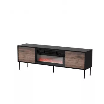 Móvel de TV cama meble CORTINA 180x40x60 cm preto/nogueira com lareira elétrica preta