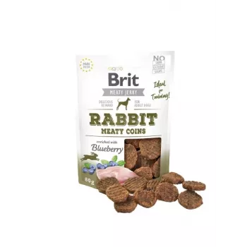 BRIT Meat Jerky Coins Rabbit snack para cães 80 g