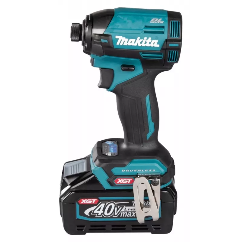 Makita TD002GD202 aparafusadora de impacto sem fios, 40 V XGT, sem escovas, 220 Nm, sextavado de 1/4", luz LED, com 2 baterias de iões de lítio de 2,5 Ah, carregador rápido e mala
