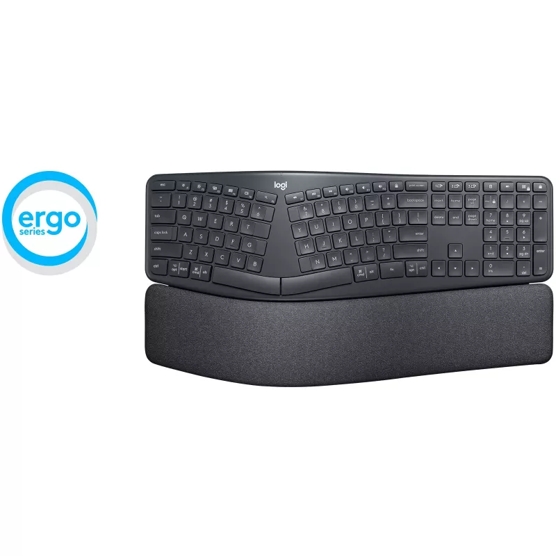 Logitech ERGO K860 - Teclado - sem fios - 2,4 GHz, Bluetooth 5.0