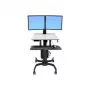 Ergotron WorkFit-C Dual, estação de trabalho sentado/em pé - carrinho para 2 ecrãs LCD/teclado/rato/CPU - cinzento, preto - tamanho do ecrã: 55,9 cm (22