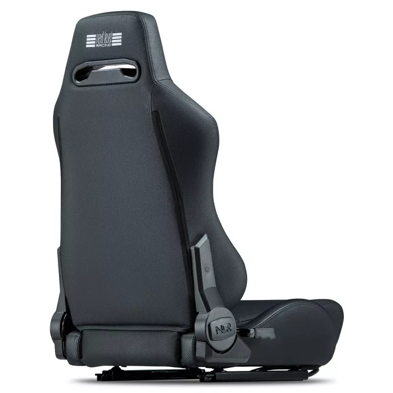 Cadeira de corrida com encosto ajustável Next Level Racing ERS3 Elite Premium — couro sintético preto, encosto reclinável, compatível com montagem em cockpit e no chão