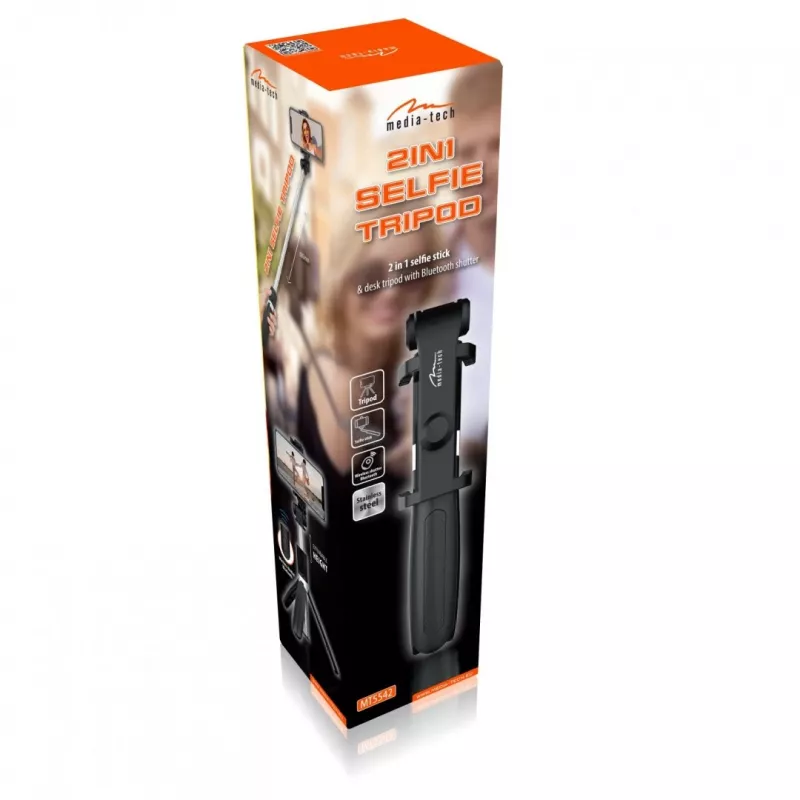 Tripé MEDIA-TECH MT5542 selfie stick 2 em 1 altura ajustável leve