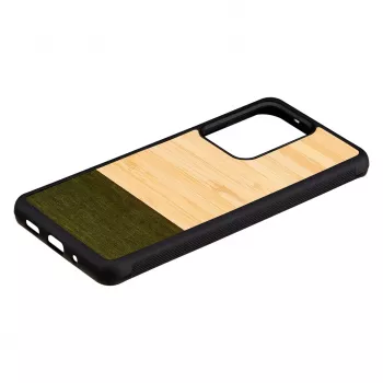 Capa para telemóvel Man and Wood Galaxy S20 Ultra bambu preto — parte traseira protetora, aplicação natural de bambu