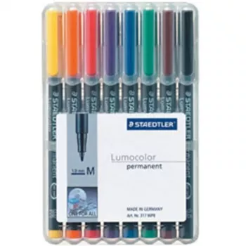 Marcador permanente Staedtler 317 WP8 preto azul castanho verde laranja vermelho violeta amarelo 8 unid.