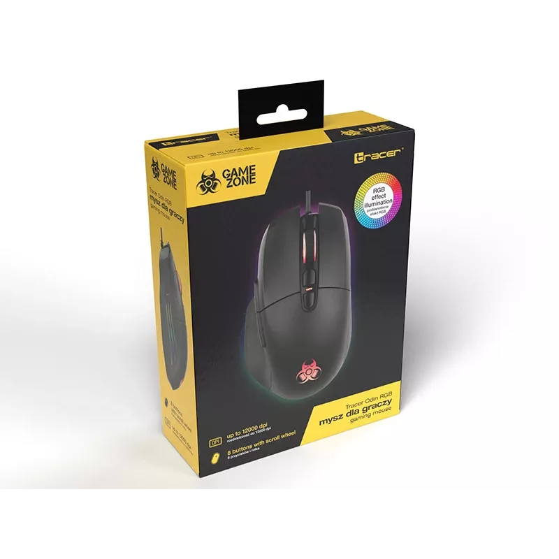 Rato gaming com fio Tracer GameZone Odin RGB, 12000 DPI, 8 botões