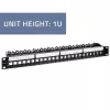 Qoltec 54516 patch panel para rack de 19 polegadas, 24 portas, 1U, UTP, preto