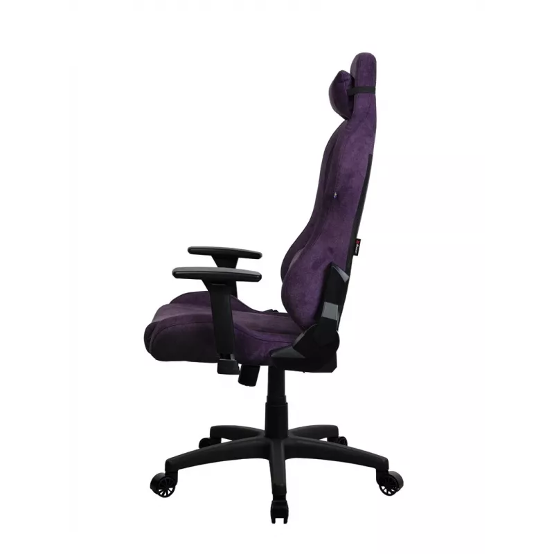 Cadeira gaming Arozzi Torretta SoftFabric roxa – design ergonómico, braços ajustáveis, encosto reclinável