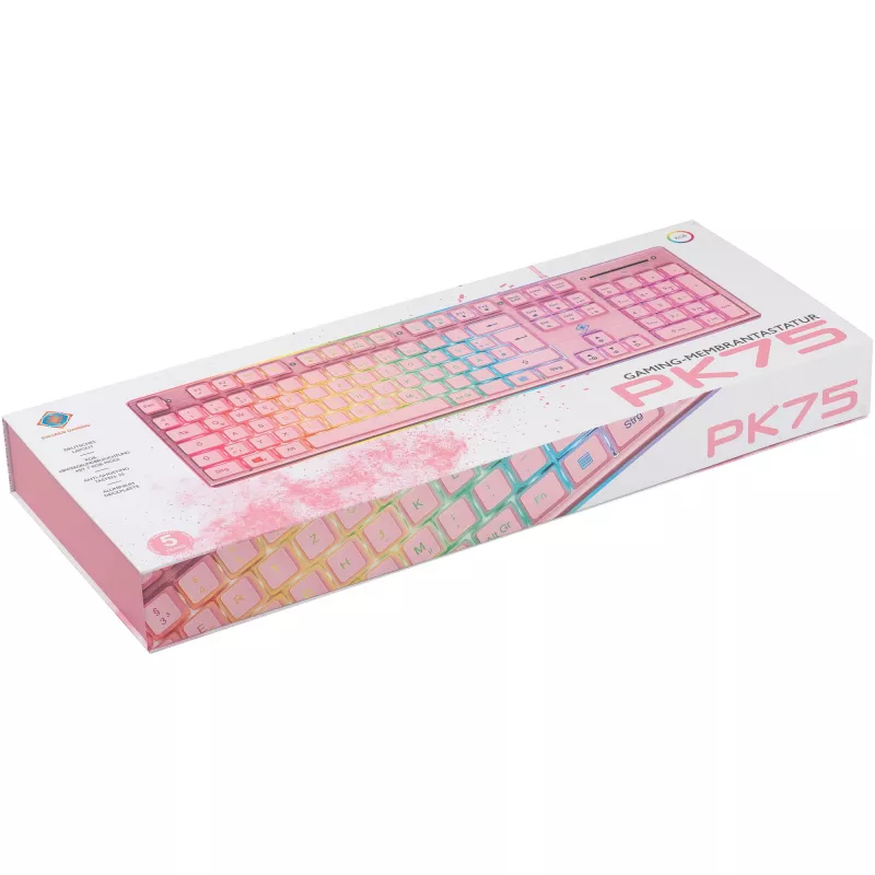 Deltaco GAM-021-RGB-P-DE - tamanho completo (100%) - USB - interruptores de membrana - QWERTZ - rosa