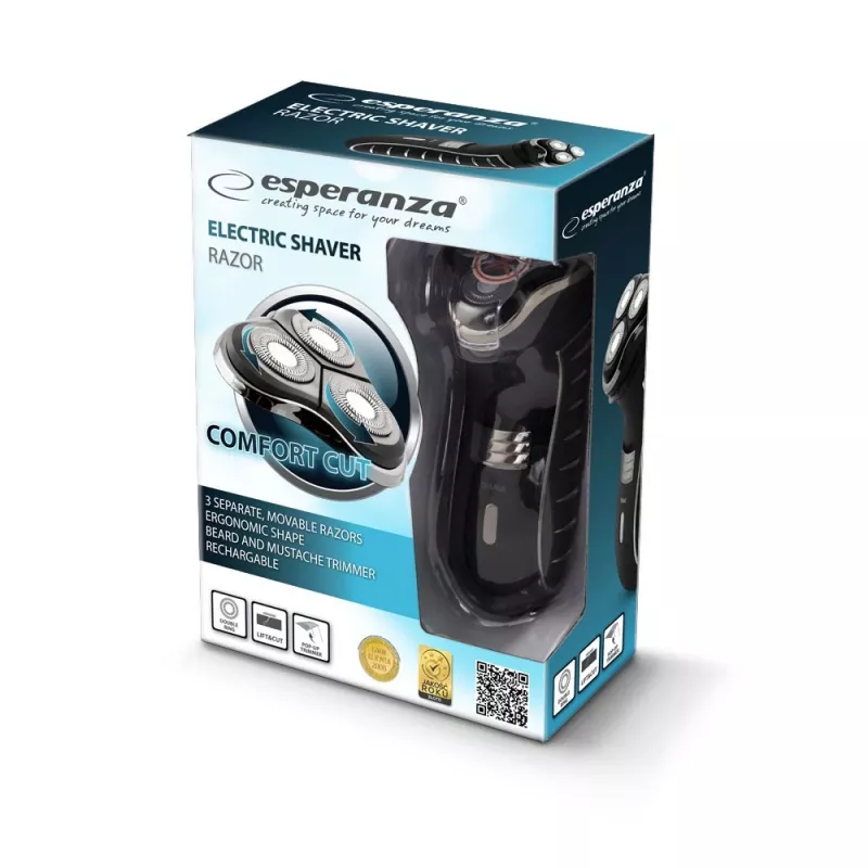 Máquina de barbear elétrica Esperanza EBG002K homem preto