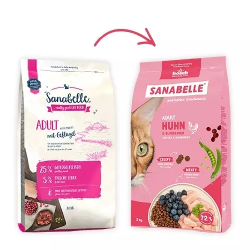 Bosch Sanabelle Life Adult ração seca para gatos com frango e mirtilos, 8 kg