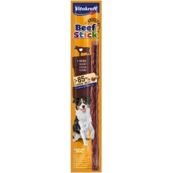 Snacks para cães Vitakraft Beef Stick corações de vaca 12 g — porção individual como recompensa de treino, sabor a vaca, proteína 30%