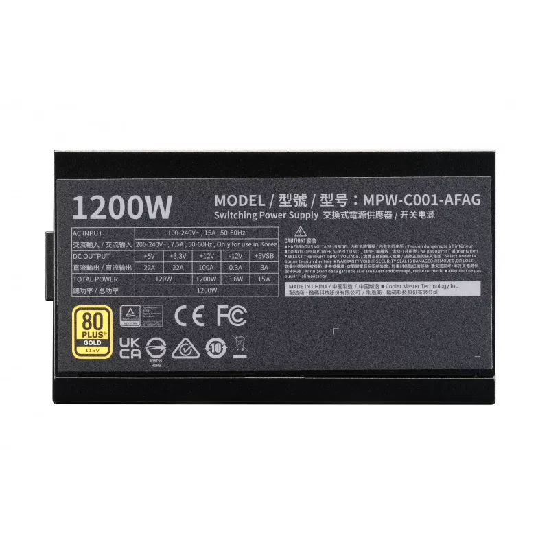 Fonte de alimentação ELITE Gold 1200 FM cabo A/EU