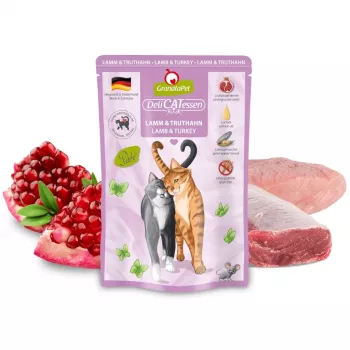 GRANATAPET DeliCATessen Cordeiro e Peru - comida húmida para gatos - 85 g